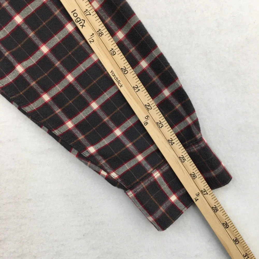 Todd Snyder Mens XL Flannel Shirt Gray Red Plaid Cotton Button Down Long Sleeve